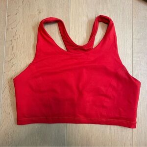 LULULEMON Red Cropped Tank with Sports Bra Built-in